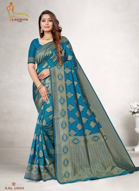 Sea Blue Lakshya Vidya 14 Party Wear Jacquard Silk Saree Latest Collection 14004